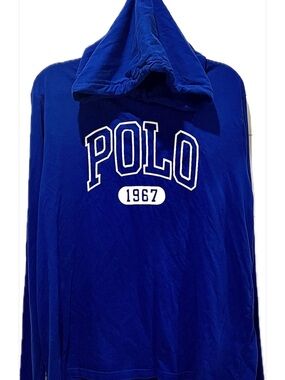 Polo by Ralph Lauren Royal Blue Hooded Sweatshirt XL with White Logo